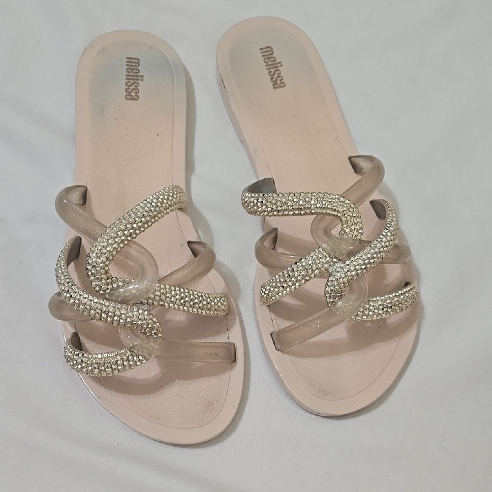 Melissa Cream Sandals with Intricate‎ Woven Design